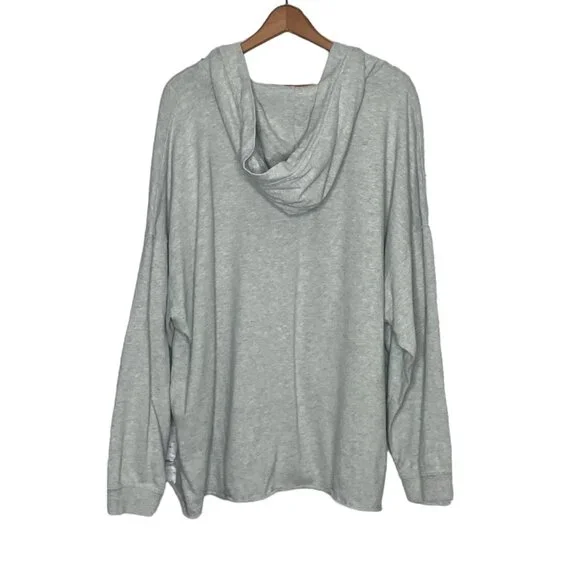 Aerie Large L Gray Lace Up Sunday Soft 100% Cotton‎ Pullover Hoodie Sweater - Picture 5 of 7